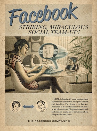 Facebook, Twitter, Skype, Youtube in the 1960′s Posters